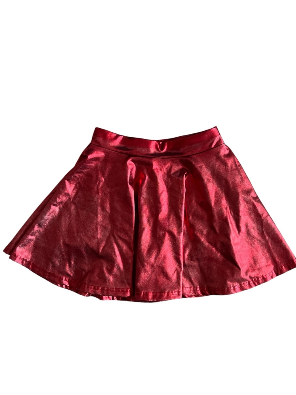Shiny Red Flared Skirt w/Shorts Size M